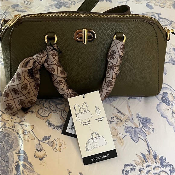 Nanette Lepore Handbags - Nanette Lepore Olive Convertible Satchel with Scarf